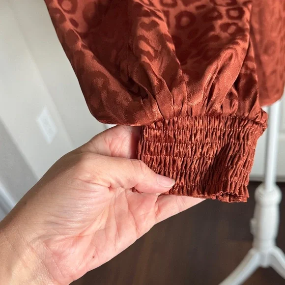 Jealous Tomato Rust Animal Print Blouse - Picture 4 of 14